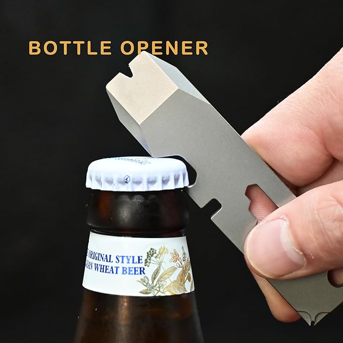Titanium keychain tool,Lightweight Multipurpose Tool, Paint Can Opener, Pry Tools, Wrench Bottle Opener,Ideal Every Day Carry for Men, RFLPB05