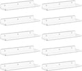 Lifewit Floating Shelves for Wall, Acrylic Display Shelf Wall Mounted for Figure, Car, Art, Book, 14" Perfume Organizer for Bathroom, Bedroom, Living Room, Nursery, Home Decor, Clear, 10 Pack