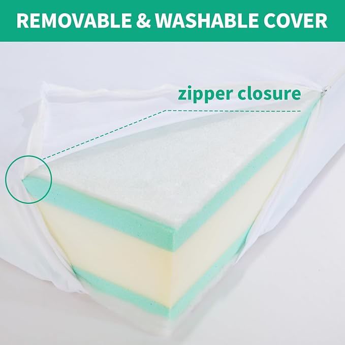 HOMBYS Memory Foam Couch Cushion Replacement, High Density Upholstery Foam Wrapped with Memory Foam & Polyester Batting, Sofa Cushions Inserts with Dacron Fiber Layer,with Removable Cover,8"x24"x24"