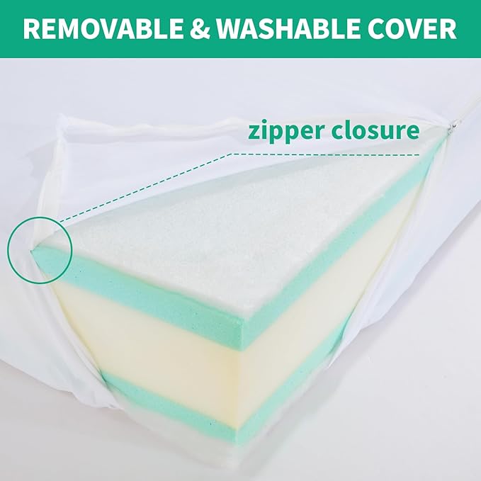 HOMBYS Memory Foam Couch Cushion Replacement, High Density Upholstery Foam Wrapped with Memory Foam & Polyester Batting, Sofa Cushions Inserts with Dacron Fiber Layer,with Removable Cover,5"x22"x22"