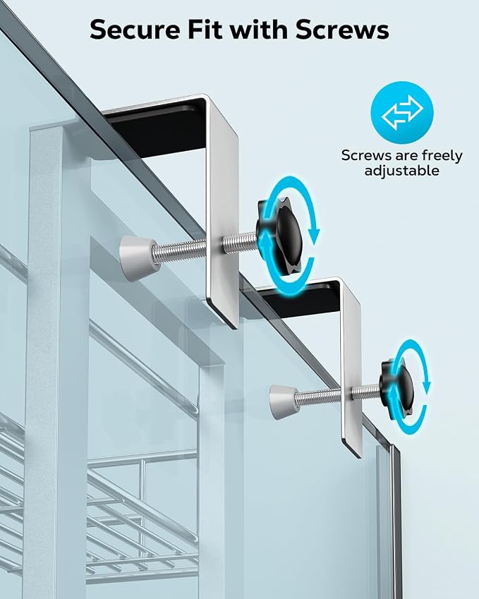 Nieifi Over the Door Shower Caddy, Stainless Steel Rustproof, Adjustable Hanging Shower Organizer, Anodized Aluminum, Silver