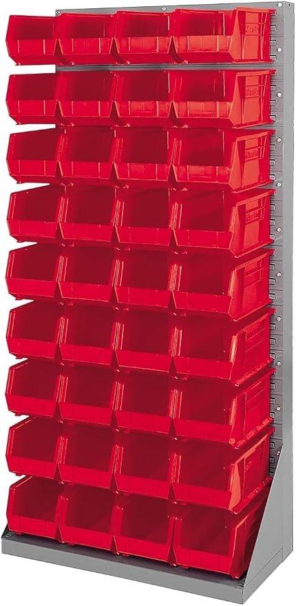 Akro-Mils 30240 AkroBins Plastic Storage Bins, Space Saving Stackable Bins for Garage, Pantry, Craft Organization, 381 x 203 x 178 Mm, Red, 12 Count