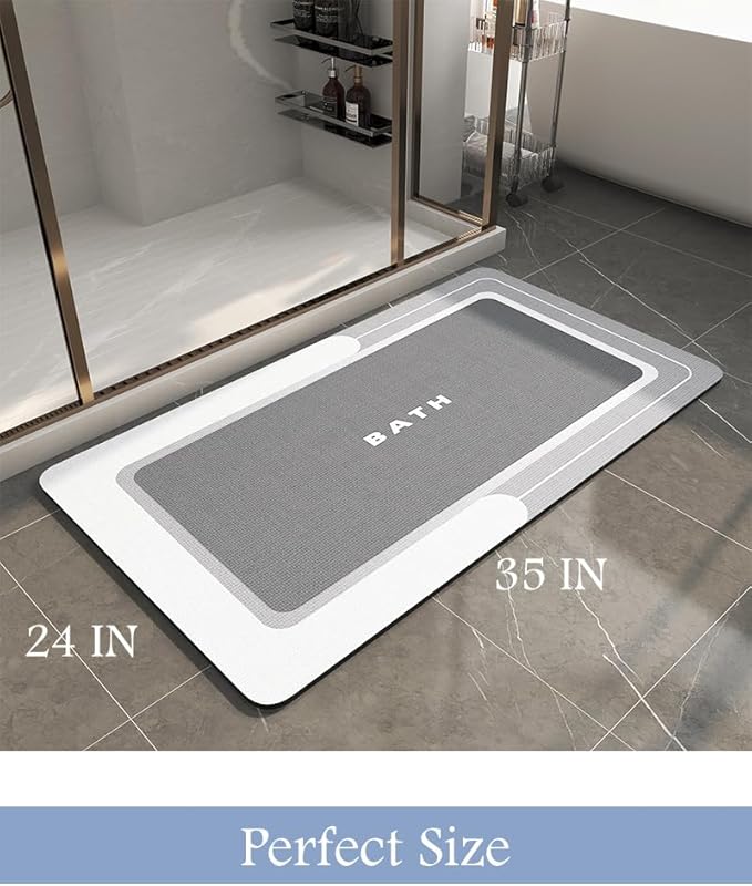 MontVoo-Bath Mat-Bath Mat Rug Non Slip Super Absorbent Stain Resistant Quick Dry Thin Bathroom Rug-Bath Mats for Bathroom Floor Bathtub Vanity-Bathmat Bath Rug Easy Care-24"x35" Gray