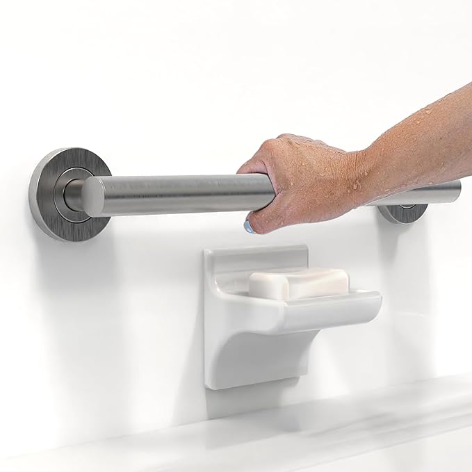 Bath, Shower and Toilet Safety Grab Bar for Seniors and Handicaps, ADA Compliant Mobility Aid Balance Assist Handle, Stainless Steel