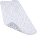 Bathtub and Shower Mats, 40x16 Inch Extra Large Non Slip Soft Bath Tub Mat with Suction Cups and Drain Holes for Bathroom Floor and Keep Tubs Clean, Machine Washable, White