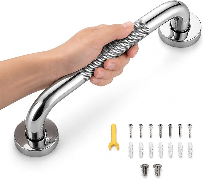 12 Inch Grab Bars for Shower,Chrome Anti Slip Grab Bar for Bathtubs Showers Toilet, Stainless Steel Safety Shower Grab Bar,Wall Mounted Shower Handle Handicap Bars for Senior Elderly