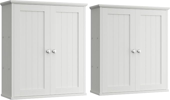 Shintenchi Bathroom Wall Medicine Cabinet with 2 Door, Bathroom Storage Organizer Over The Toilet,Space Saving Storage with 3-Tier Shelves,White