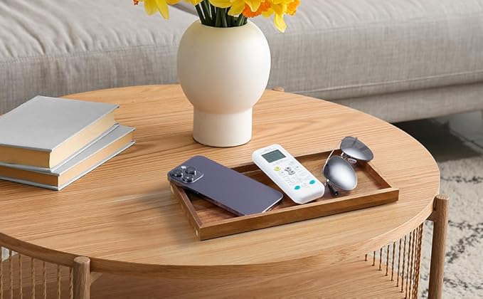 ALELION 11.7" Bathroom Vanity Tray for Counter - Acacia Wood Decorative Tray for Toilet Tank Makeup Perfume Jewelry Catchall Coffee Table - Wooden Kitchen Countertop Organizer for Soap Dispenser