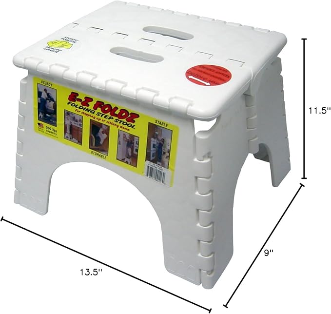 B&R Plastics 101-6 White EZ Foldz Step Stool
