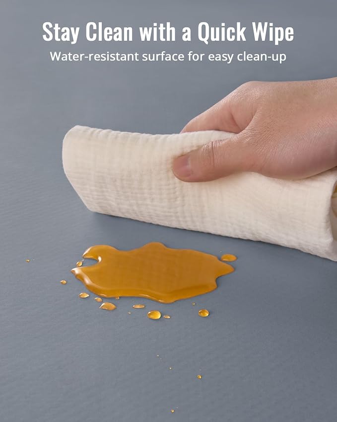 Blissful Diary Baby Splat Mat for Under High Chair, 50.4 x 50.4 Inch Wipeable Splash Mat, Waterproof and Washable, Anti-Slip Floor Protector, Gray