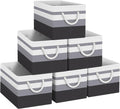 Fab totes Storage Bins 6-Pack, Foldable Storage Baskets for Organizing Toys, Books, Shelves, Closet, Large Storage Box with Rope Handles, Sturdy Organizer Bins,Gradient Grey