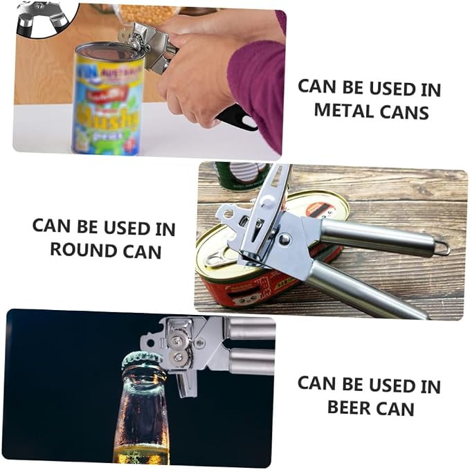 TIDTALEO Multi-Function Stainless Steel Can Opener and Smooth Edge Bottle Opener Portable Three-In-One for Seniors Professional Food Safety Kitchen Gadget for Home Use