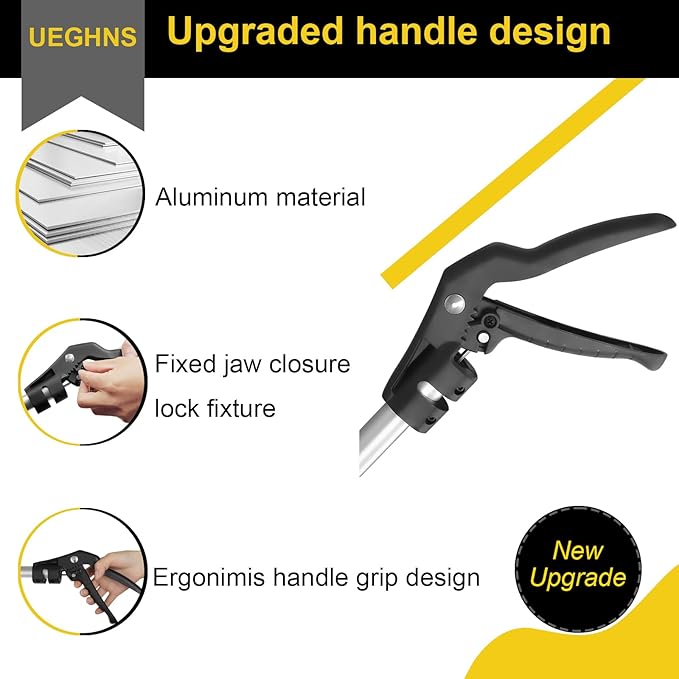 Grabber Reacher Tool Extra Long, 55" Trash Picker Upper Grabber Heavy Duty Stainless Steel Thickened Non-Slip 6 inch Wide Jaws Claw Reaching Tool Foldable Pick up Stick Grabber. (55inch)