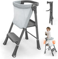 Toddler Step Stool Foldable, Kids Step Stools for Kitchen Counter, Foster Independence Learning Stool with Safety Guards&Net, Toddler Sturdy Standing Tower Kitchen Helper,Black