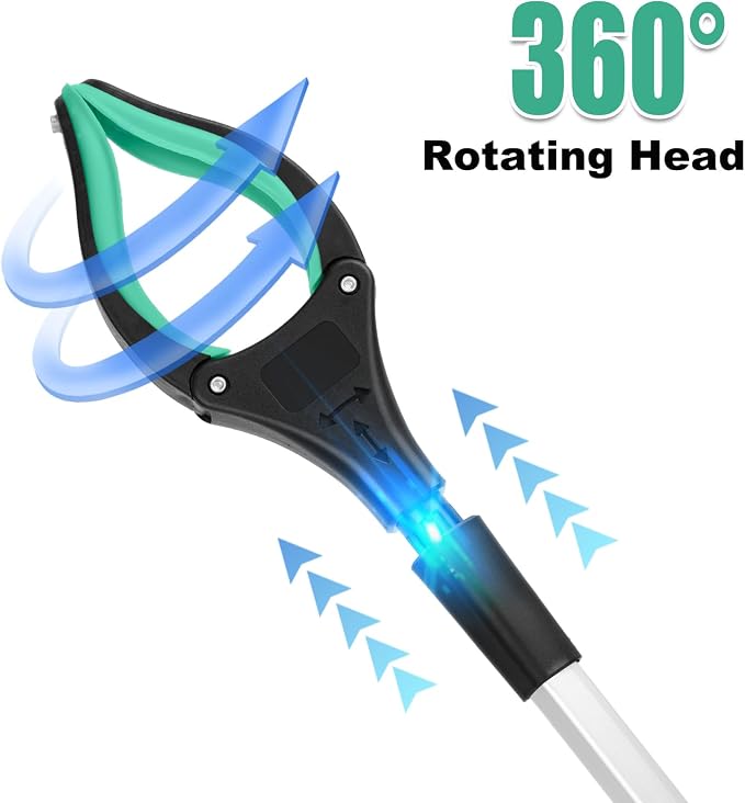 2-Pack Grabber Reacher Tool,32 Inch Extra Long Foldable Pick Up Stick with Strong Grip Magnetic,360°Rotating Anti-Slip Jaw,Trash Claw Grabber Tool,Trash Picker Tool for Outdoor & Indoor (Blue&Green)