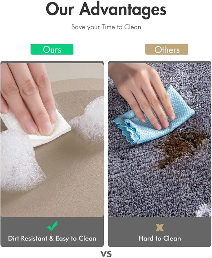 MontVoo Bath Mat - Non Slip, Quick Dry, Stain Resistant Bath Mat Rug for Bathroom Floor - Easy Care Shower Rug for Outside Bathtub - 17"x27" Beige