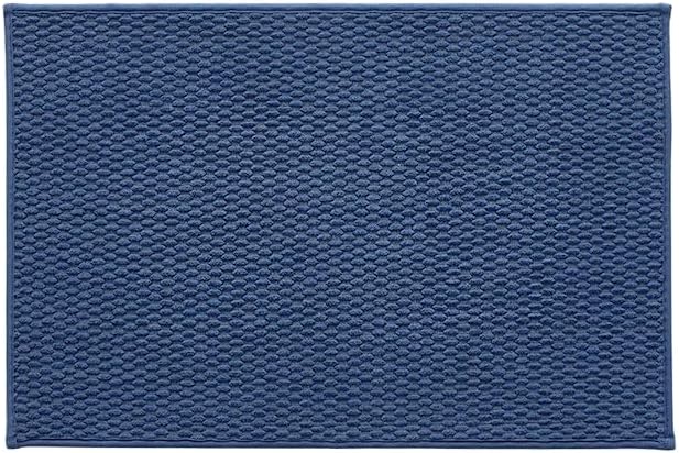 TYUU Bathroom Rugs Non Slip Washable, Super Absorbent Thin Bath Mat Small Quick Dry Low Pile Bathroom Rug, Navy Blue 20"x30"