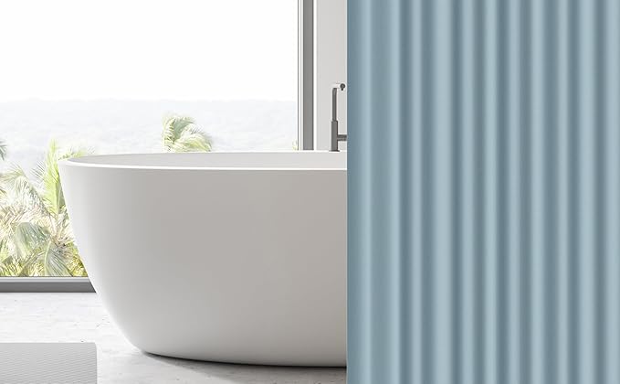 EHZNZIE Stone Blue Shower Curtain Liner 72x72, PEVA Waterproof Bath Curtain, No Chemical Smell, 3 Weighted Magnets, Durable with Rustproof Metal Grommets