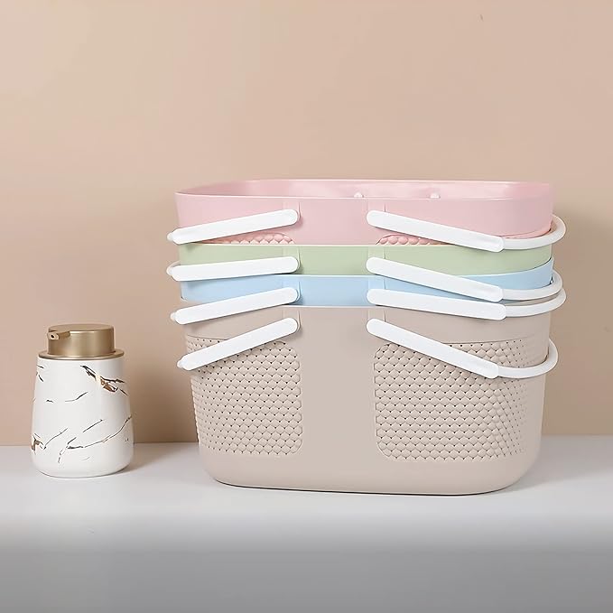 Shower Caddy Basket, Portable Large Capacity Thickened Plastic Organizer Storage Tote with Handles Drainage Toiletry Bag Bin for Bathroom, College Dorm Room Essentials, Kitchen, Camp, Gym, Khakis