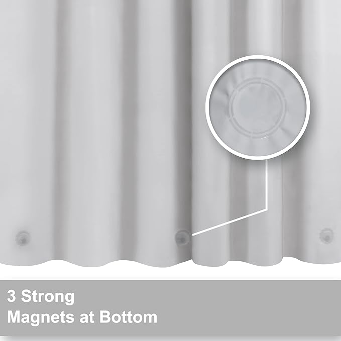 Barossa Design 54W x 78H Stall Shower Curtain Liner Silver Gray - Waterproof Lightweight PEVA Plastic Shower Liner with 3 Magnets & Metal Grommets - Gray Silver