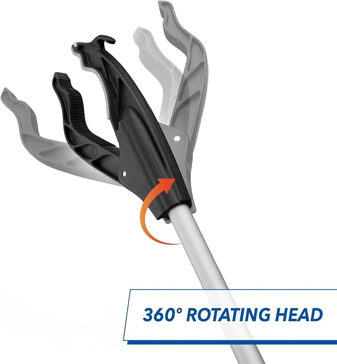 Unger Grabber Reacher Lightweight Multi-Purpose Tool with Trigger Grip, 360 Degree Rotating Head, and Magnetic Tip, 32", Assorted