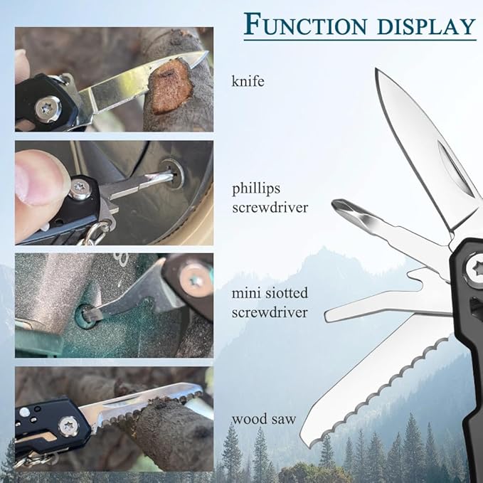 MINI Multitool Pliers, Christmas Birthday Gifts for Men Boyfriend Dad Husband Women, Pocket Knife 14-In-1, Rugged and Practical Portable Computer and Bike Gadgets, Black Camping and Survival Tools