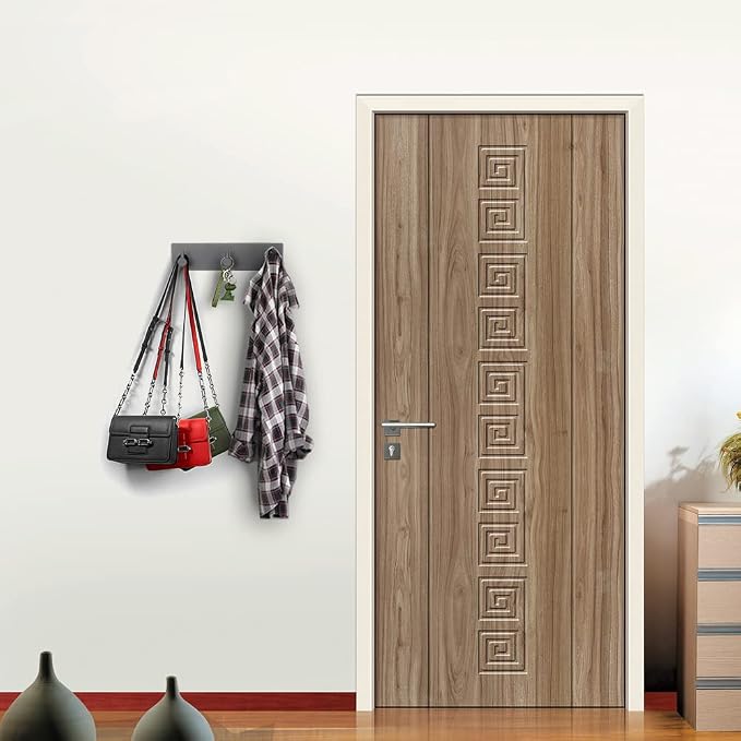 VIRFIN Key Holder for Wall with 2 Self-Adhesive Tapes, No Damage Key Holder Rack for Wall with 3 Key Hooks for Entryway, Door, Bathroom, Kitchen(Black)