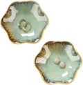 JAMEND CLXP 2PCS Ring Holder Dish, Small Key Bowl, Ceramic Trinket Tray Jewelry Dish Organizing Necklace Earrings for Mom Friend Sister, All Jewelries Are NOT Included. Crystal Green.