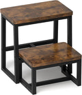 Step Stool for Adults, Hold up to 500Lb, 3 in1 Heavy Duty Sturdy Wooden 2 Step Stool for Kichen/Bathroom/High beds, Metal Frame, Non-Slip Pads