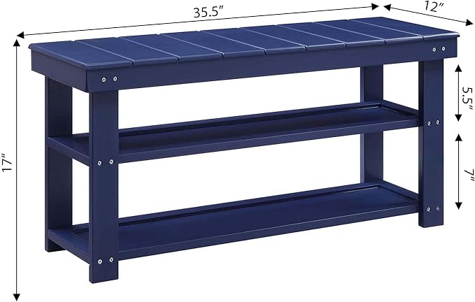 Convenience Concepts Oxford Utility Mudroom Bench, Cobalt Blue