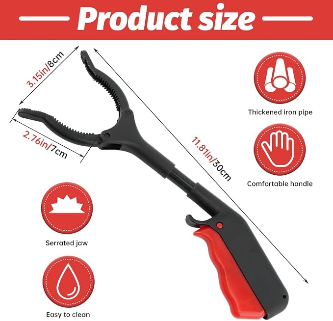 Short Grabber Reacher Tool, 4pcs 30cm/12inch Small Grabber Reacher Tools Non-Slip Ergonomic Handle, Lightweight Trash Pick up Stick for Elderly Litter Pickers,Sanitation Workers(Black Red)