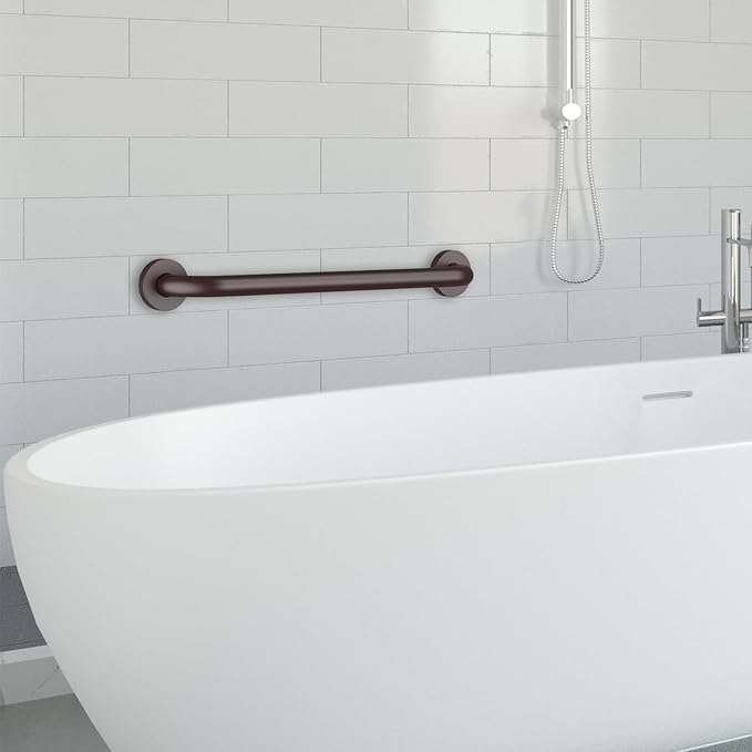 12 Inch Grab Bars for Wall Oil Brown, Safety Shower Grab Bars for Seniors Elderly Handicapped, Handicap Grab Bars for Shower with Concealed Screws, Tesuchan