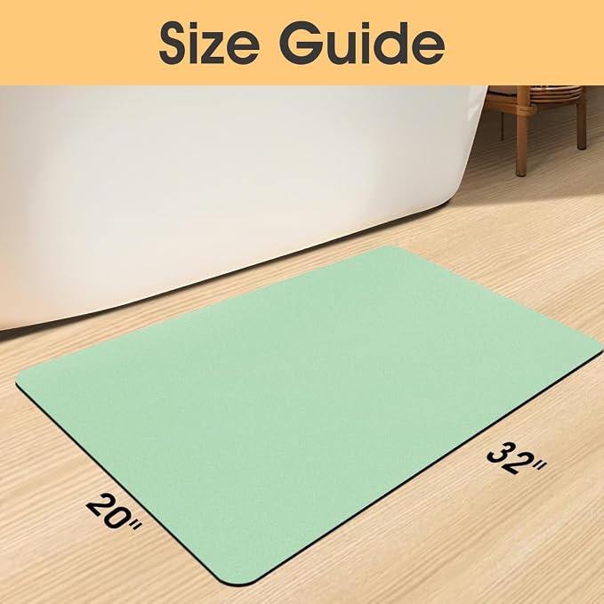 ACCUMTEK Non Slip Bath Mat, Thin Bathroom Rugs Fit Under Door, Quick Dry Bath Mats, Machine Washable Bath Rugs for Bathroom, Bathtub & Kitchen, Bathtub, Sage Green/Solid/36 x24