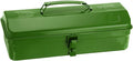HARFINGTON Tool Box 14.2" Portable Steel Tool Box Hip Roof Style with Metal Latch Closure Tool Chest for Household Workshop Car, Green