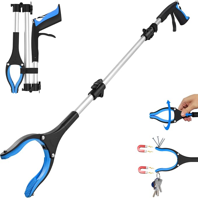 Grabber Reacher Tool 36 Inch, Foldable Grabber with Anti-Slip 360° Rotating Jaw, Magnetic Tip for Seniors, Heavy Duty Reacher Grabber Pickup Tool for Elderly After Surgery Recovery