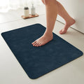 TYUU Bathroom Mat Quick Dry, Bathroom Rugs Non Slip Washable Thin Absorbent Bath Mat Fits Under Door Bathroom Floor Mat Perfect for Bath, Shower, or Sink 16"x24" Navy Blue