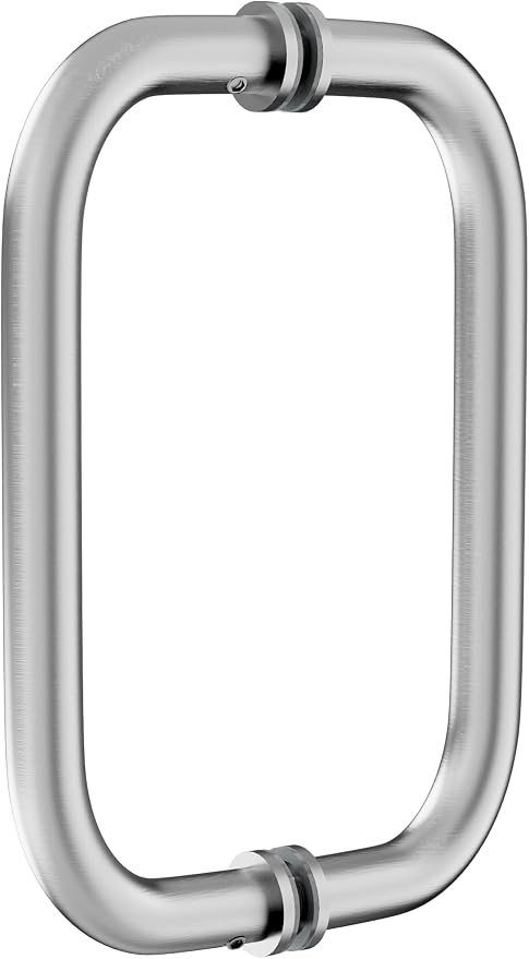 Shower Door Handle, 8 Inch Hole Centers (CTC), 304 Stainless Steel Back-to-Back Glass Door Pull Replacement Hardware for Frameless Sliding Bathroom Doors, Heavy Duty Tubular Grip, Brushed Nickel