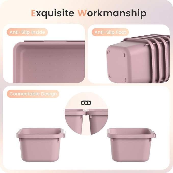 A-LuGei 【Military Grade Drawer Organizer, 【𝟱𝗦𝗶𝘇𝗲】 Makeup organizer, 【Holds 177 Items】 Bathroom Organizers and Storage, Organization and Storage, Desk Drawer Organizer for Vanity (Lilac)