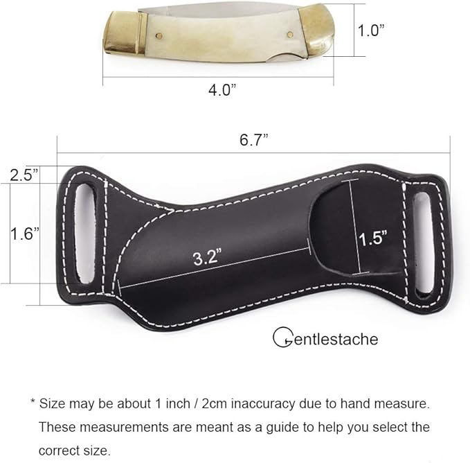 Gentlestache Leather Knife Sheaths for Belt, Knife Holster, Pocket Knife Sheath, EDC Leather Sheath for Folding Knife Carrier