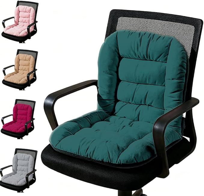 Office Chair Cushion，Desk Chair Cushion with High Back Support, Seat Cushion with Non-Slip Bottom for Home Dining Room Kitchen (Dark Green)