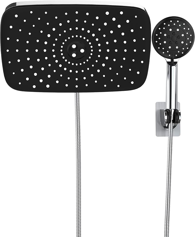 Veken 11.8'' Rain Shower Head with Handheld, High Pressure Rainfall Showerhead Combo with 5 Hand held Water Spray Modes for Bathroom Accessories, Detachable Dual Shower Heads, Chrome Silver