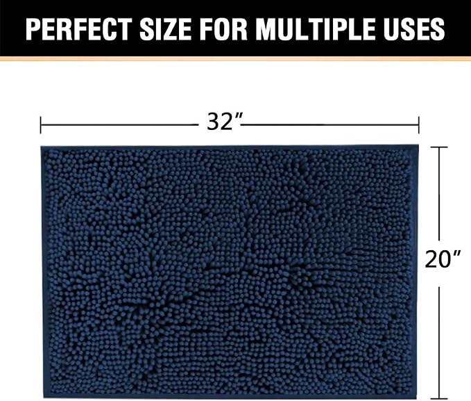 H.VERSAILTEX Navy Blue Bath Mats for Bathroom, Bath Mat 20x32 inch Oversize Bathroom Rug Shag Shower Mat Soft Texture Floor Mat Machine-Washable Bath mats with Water Absorbent Soft Microfibers Rugs