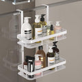 White Over Door Shower Caddy, Rustproof Bathroom Organizer, 2-Tier Storage Rack, 11.81x5.31 Inch Shelves, No Drilling Required