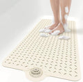 OTHWAY Bath Mat for Tub Non Slip: 39" X 17" Long Bathtub Mat with Hair Catcher│Big Drain Holes Shower Mats for Inside Shower│Machine Washable (Beige)