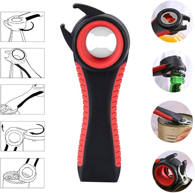 Astofli 5 Pack Jar Opener For Seniors With Arthritis, Easy Twist Lid Opener Jar Opener For Opening Jars With 2 PCS Rubber Jar Gripper, Multi Can Openers Prime For Seniors With Arthritis