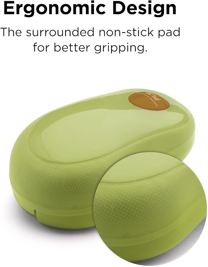 Kitchen Mama One Touch Electric Can Opener: Opens Cans with One Button Press, Auto-Stop, Ergonomic Design, Smooth Edge, Cordless, Food-Safe, Automatic, Hands Free, Battery Operated (Avocado)
