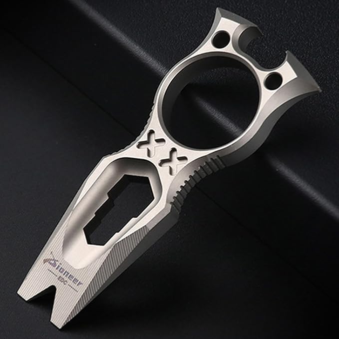 Hamans Pry Bar Multi Tool Titanium with Wrench Bottle Opener Pry Bar Function Mini Portable (Blue)