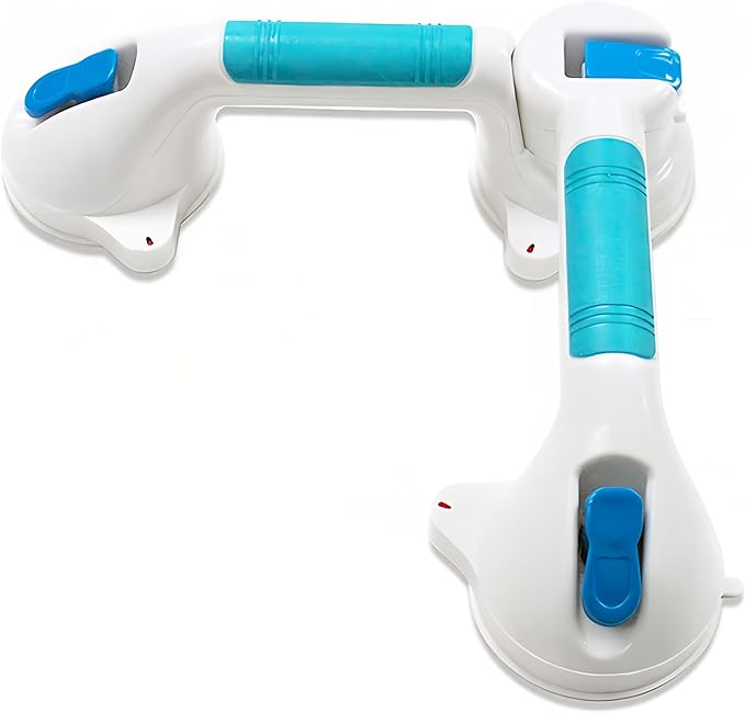 ANZZI Triple Suction Grab Bar for Bathtub and Shower with 180 Degree Swiveling Action, Shower Handle with Suction for Elderly and Kids, Portable Lifeline Grip Safegrip Bath Handle, AC-AZ061