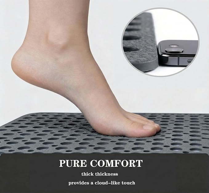 Nonslip Bathtub Mat Extra Soft TPE Bath Mat for Kids, Machine Washable Bathroom Shower Mat(Gray/ 30L x 17W Inch)