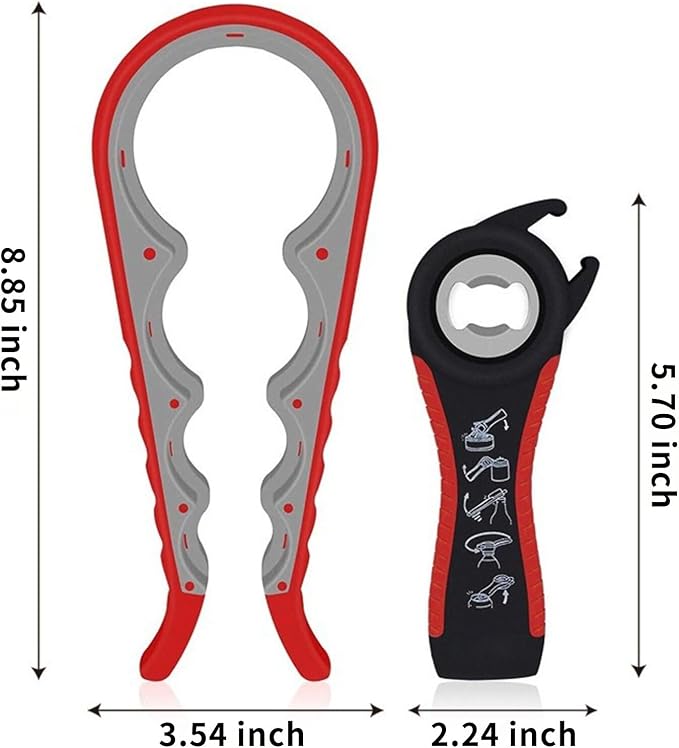 Multi-Grip Jar Opener and Bottle Opener Tool, Ergonomic Design with Non-Slip Handles, (biue)